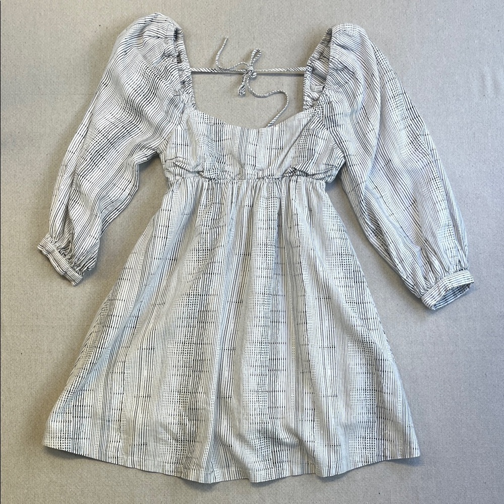 Open Edit Smocked Puff Sleeve Mini Dress Square Neck Cottagecore XS